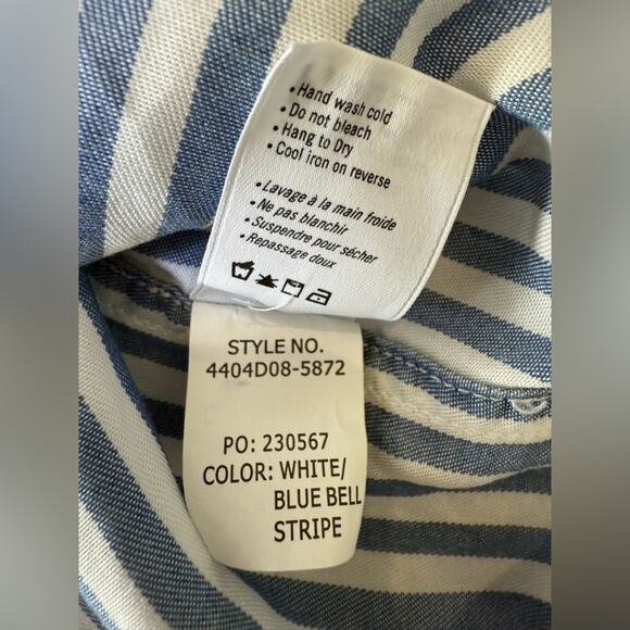 Revolve PAIGE Haidee Blue And White Stripe Drawstring Raw Hem Dress Size Medium - Picture 12 of 12